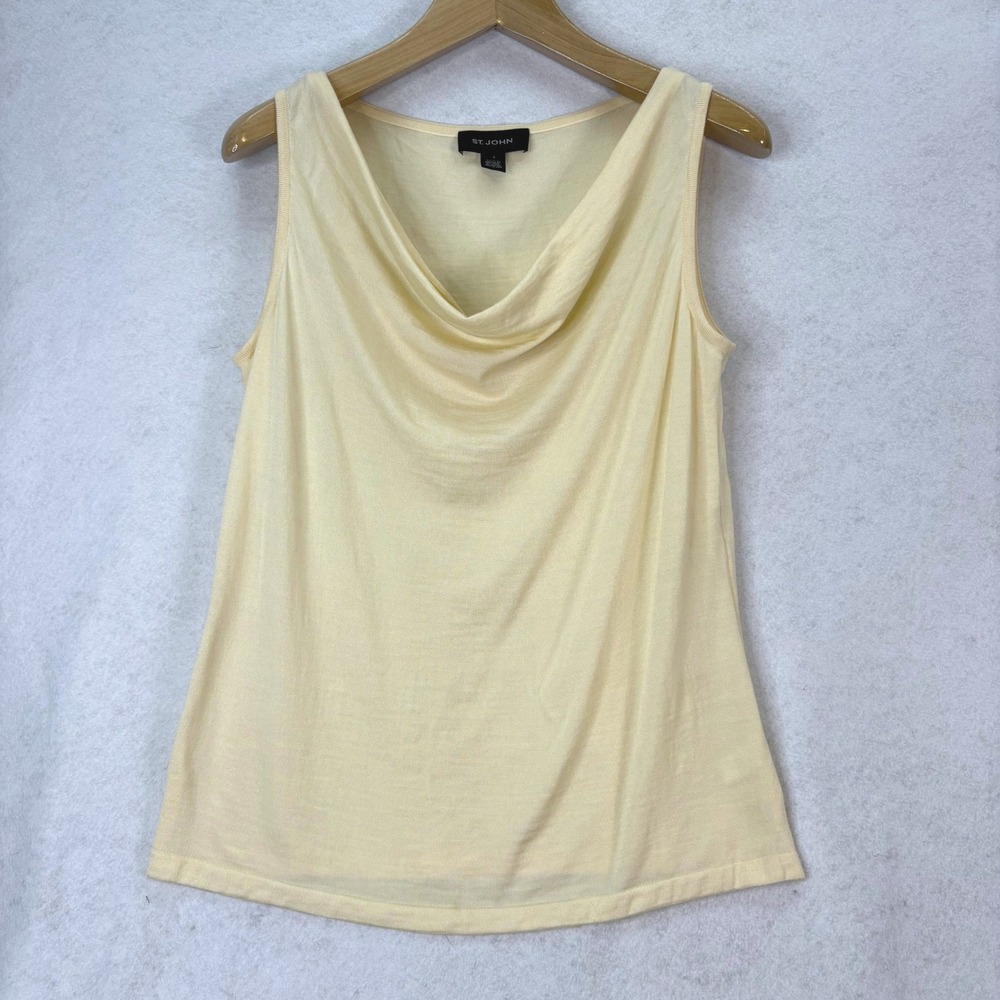 St. John Pale Yellow Cowl Neck Tank Top